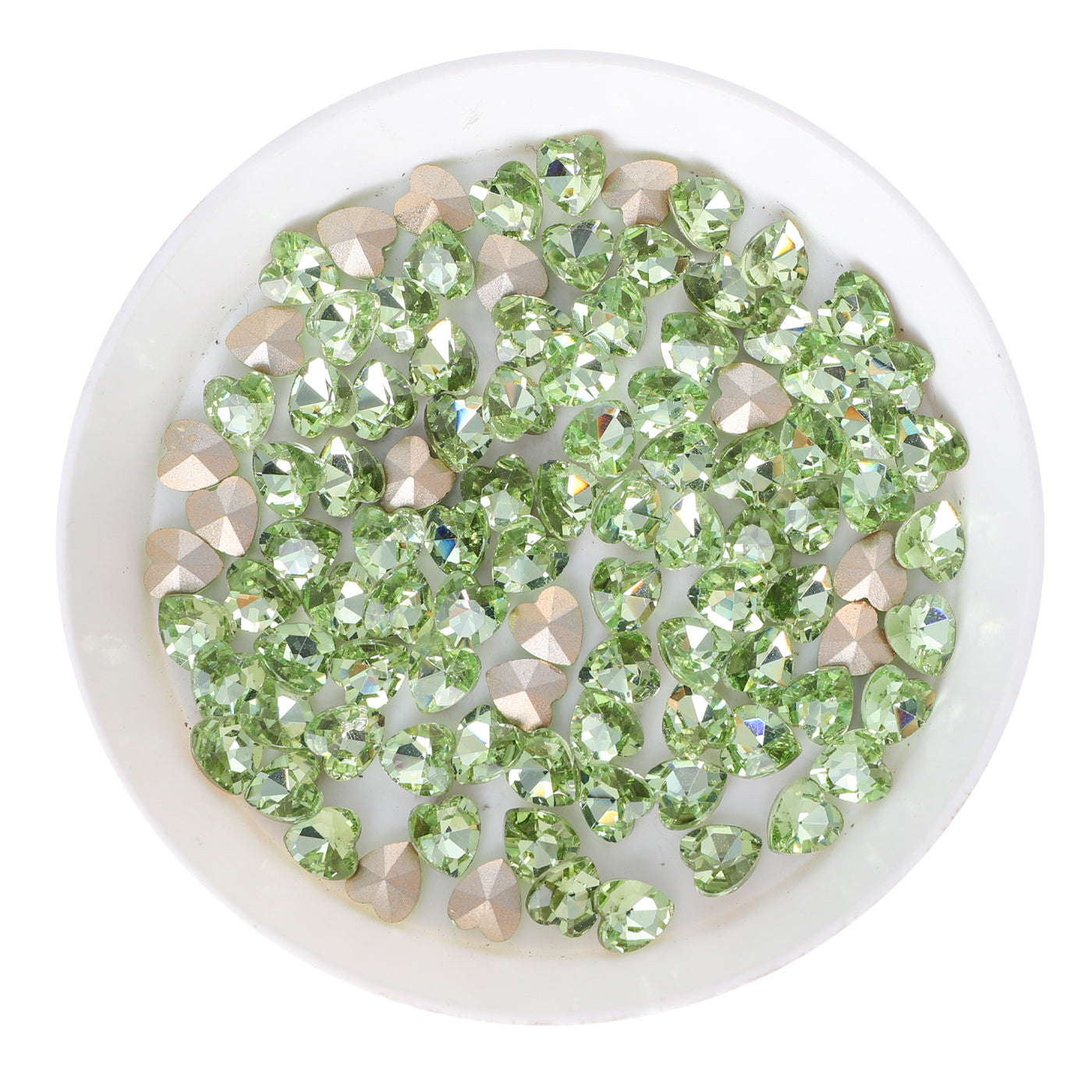 Light Apple Green Heart Shape Glass Pointed Back Fancy Rhinestones WholesaleRhinestone
