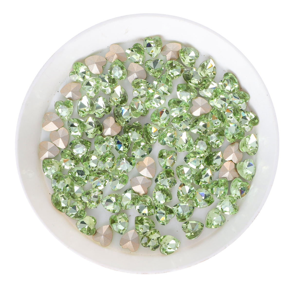 Light Apple Green Heart Shape Glass Pointed Back Fancy Rhinestones WholesaleRhinestone