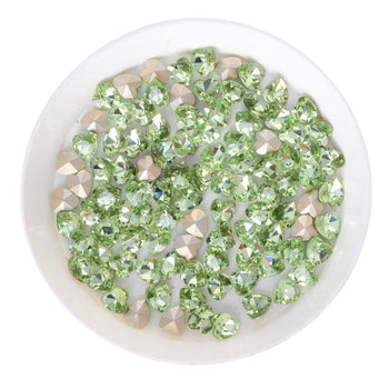 Light Apple Green Heart Shape Glass Pointed Back Fancy Rhinestones WholesaleRhinestone