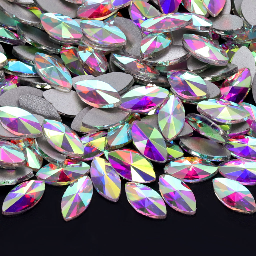 Navette Form Crystal AB Flat Rücken ausgefallene Strasssteine