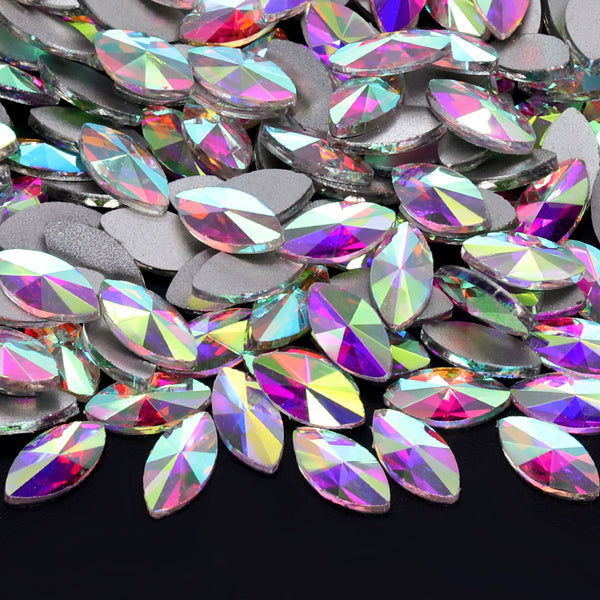 Navette Form Crystal AB Flat Rücken ausgefallene Strasssteine