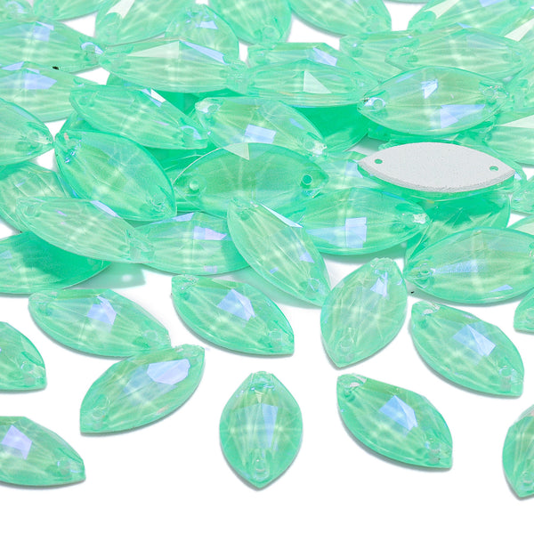 Electric Neon Greenwrap Navette Shape High Quality Glass Sew-on Rhinestones WholesaleRhinestone