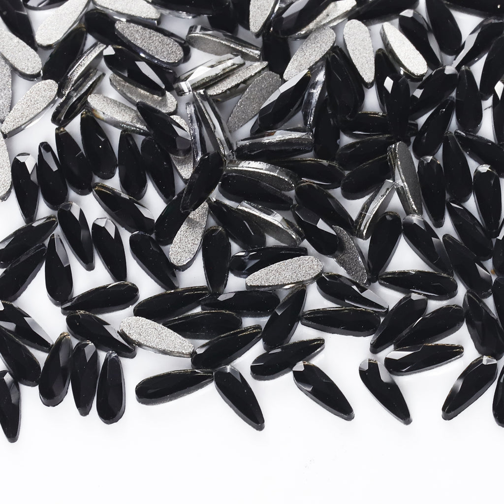 Raindrop Shape Black Flat Back Fancy Rhinestones
