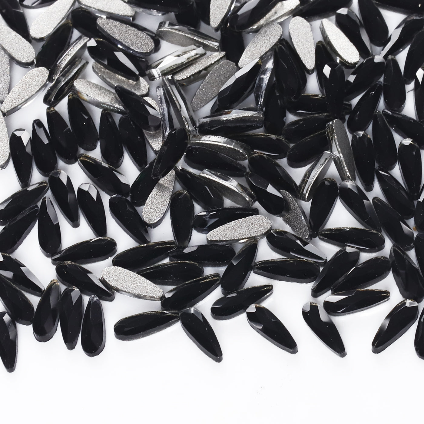 Raindrop Shape Black Flat Back Fancy Rhinestones