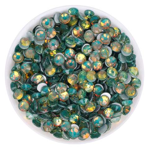 Flashing Dark Green Glass FlatBack Rhinestones Silver Back WholesaleRhinestone Hauptbild