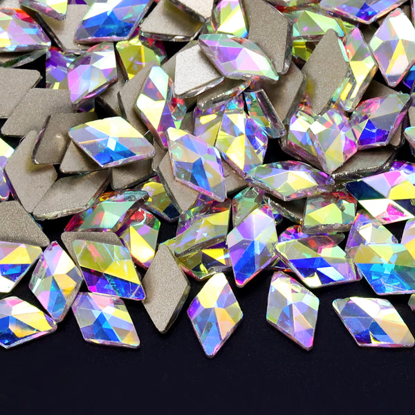 Rhombus Shape Crystal AB Flat Back Fancy Rhinestones