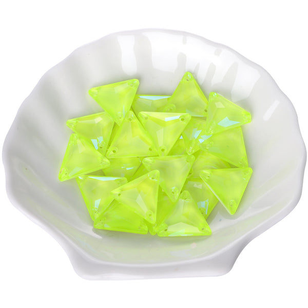Electric Neon Jonquil Triangle Shape High Quality Glass Sew-on Rhinestones WholesaleRhinestone