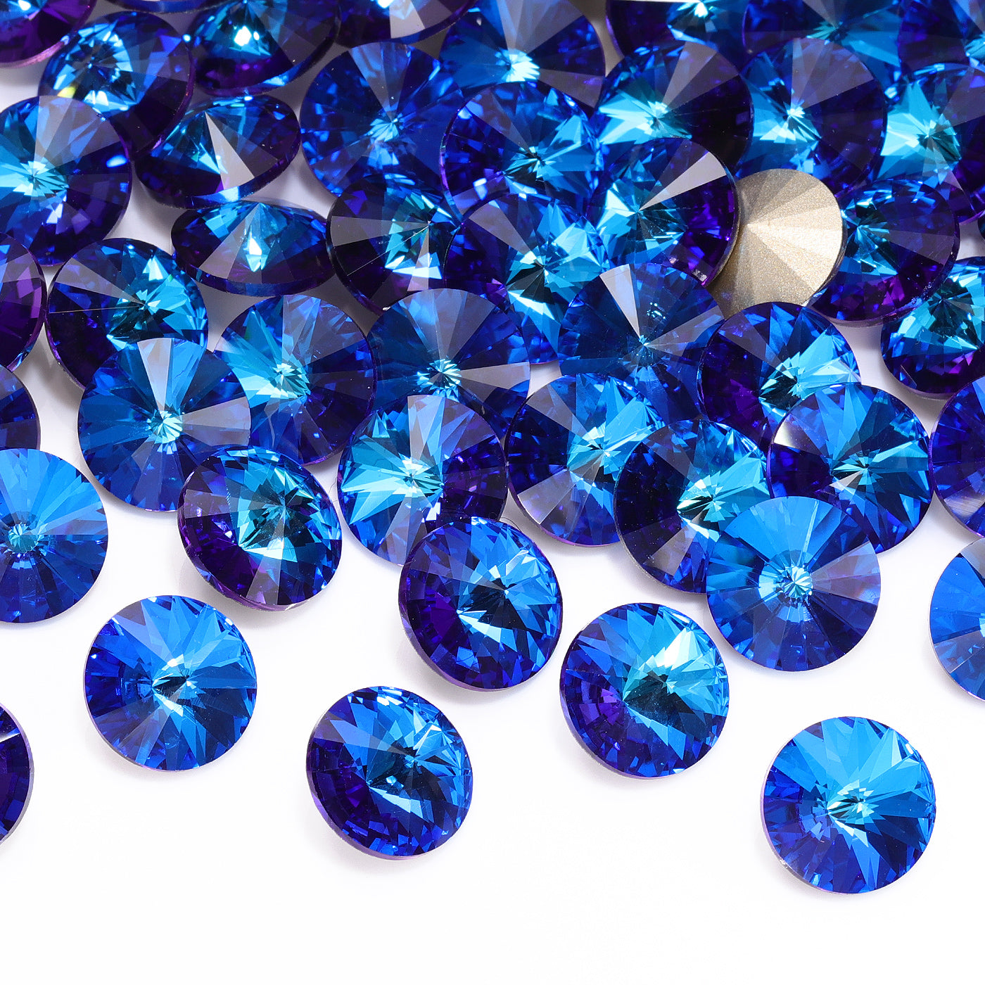 Bermudas Blue Rivoli Shape Glass de alta calidad Rhinestones elegantes Imagen secundaria del producto