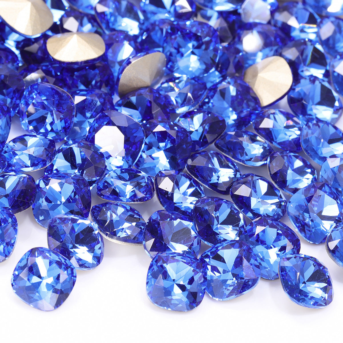 Light Sapphire Cushion Square Shape High Quality Glass Pointed Back Fancy Rhinestones WholesaleRhinestone