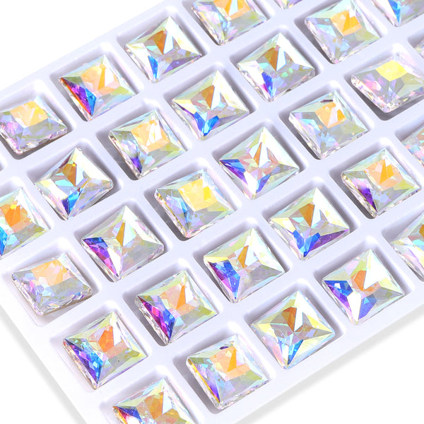 Crystal AB Princess Square Shape High Quality Glass Pointed Back Fancy Rhinestones WholesaleRhinestone