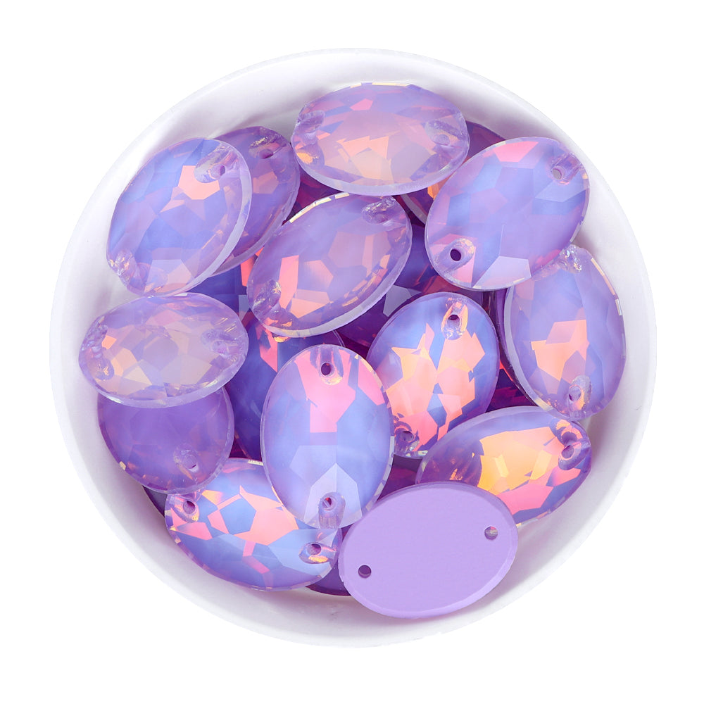 Lavender AM Oval Shape High Quality Glass Sew-on Rhinestones WholesaleRhinestone