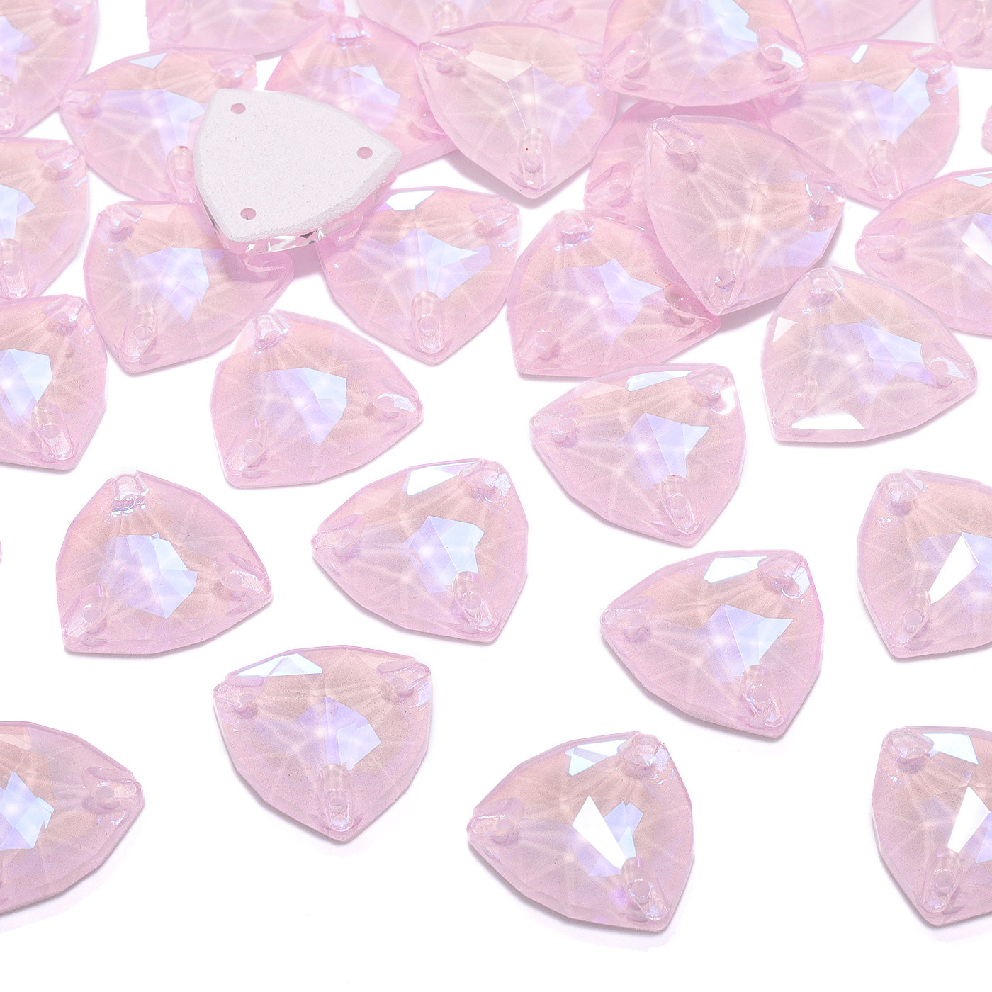 Electric Neon Light Rose Trilliant Shape High Quality Glass Sew-on Rhinestones