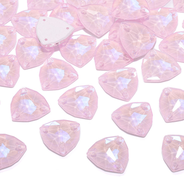 Electric Neon Light Rose Trilliant Shape High Quality Glass Sew-on Rhinestones WholesaleRhinestone