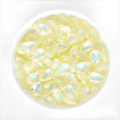 Light Yellow AM Drop Shape Glass Pointed Back Fancy Rhinestones