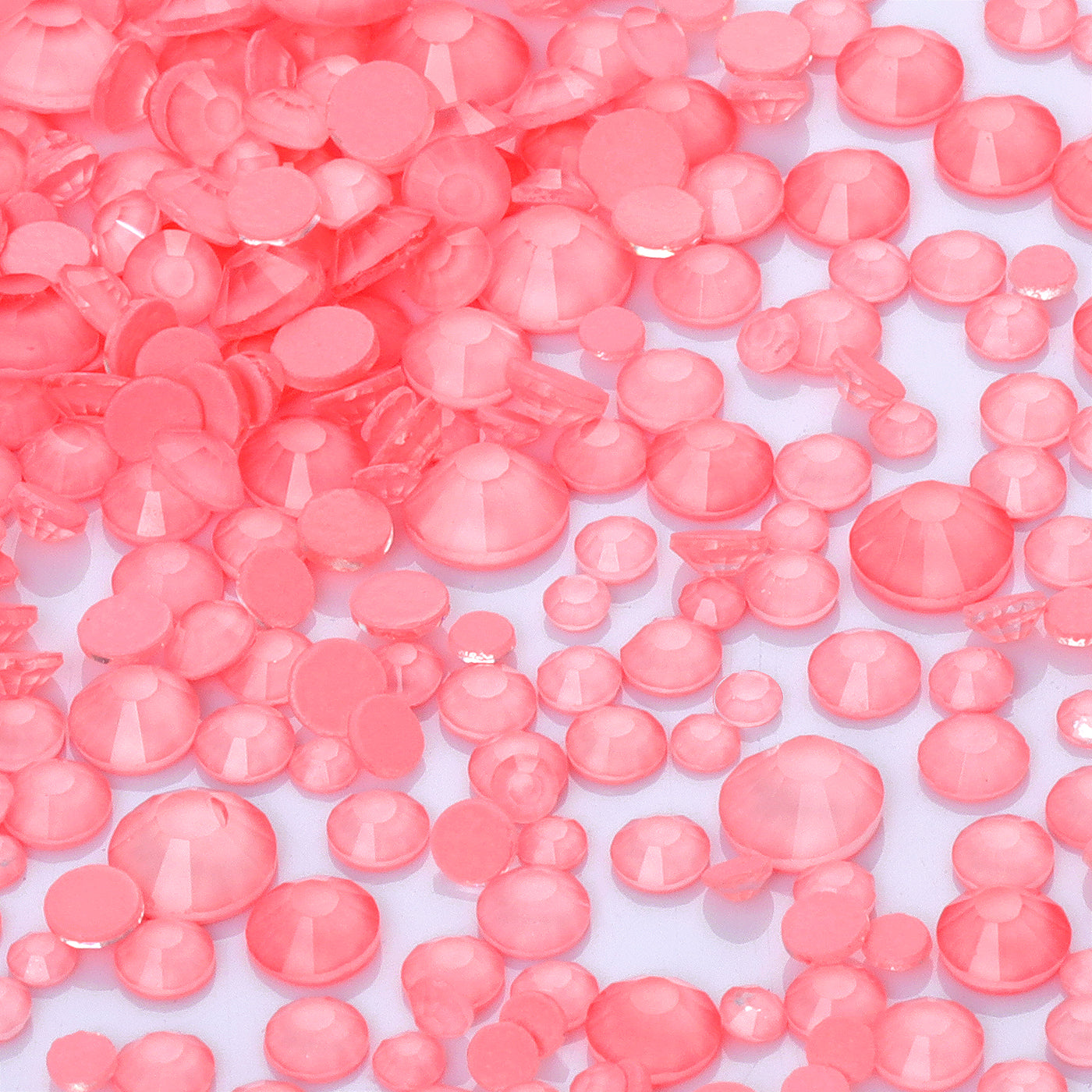 Mixed Sizes Neon Coral Glass Flat Back Rhinestones For Nail Art WholesaleRhinestone メイン画像