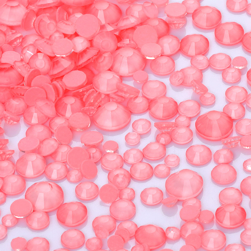 Mixed Sizes Neon Coral Glass Flat Back Rhinestones For Nail Art WholesaleRhinestone