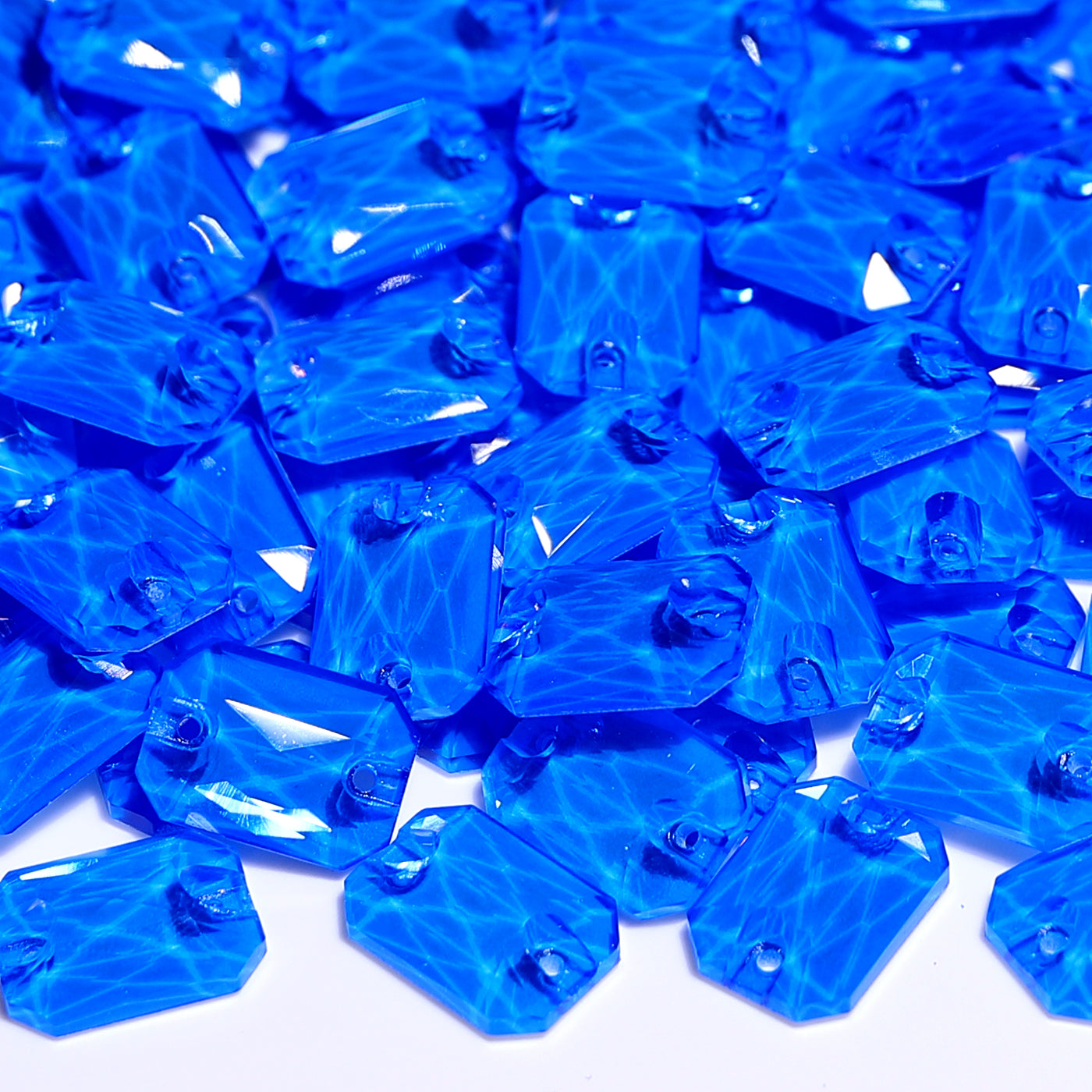 Electric Neon Blue Octagon Shape High Quality Glass Sew-on Rhinestones