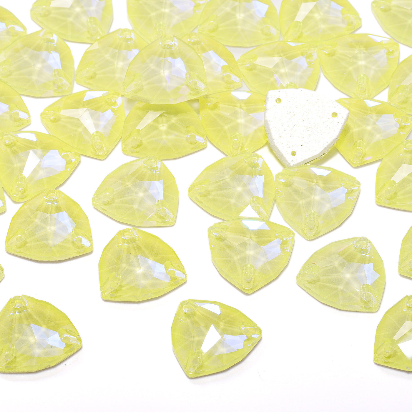Electric Neon Light Topaz Trilliant Shape High Quality Glass Sew-on Rhinestones