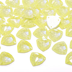 Electric Neon Light Topaz Trilliant Shape High Quality Glass Sew-on Rhinestones