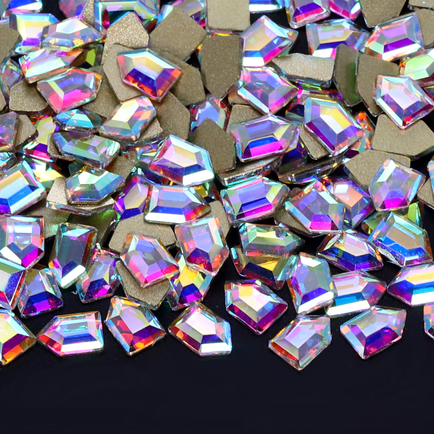Pentagon Shape Crystal AB Flat Back Fancy Rhinestones