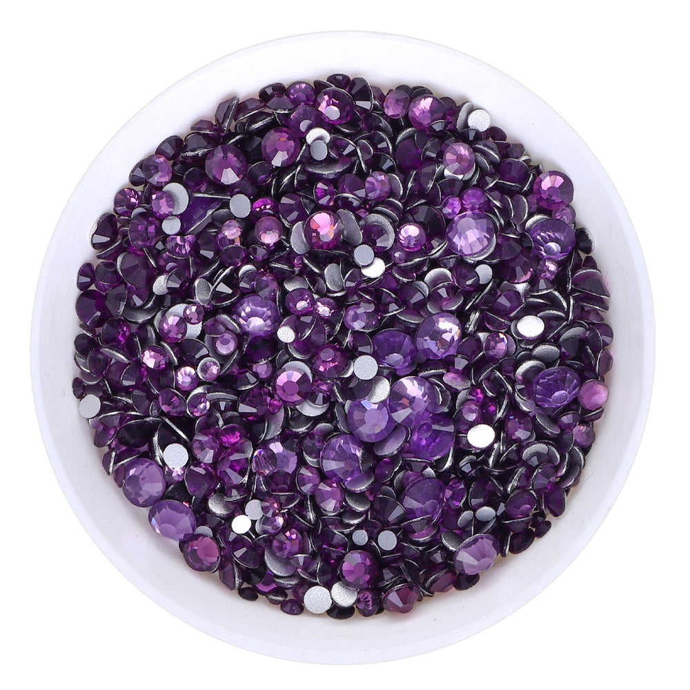 Mixed Sizes Tanzanite Glass FlatBack Rhinestones For Nail Art Silver Back WholesaleRhinestone Imagen principal del producto