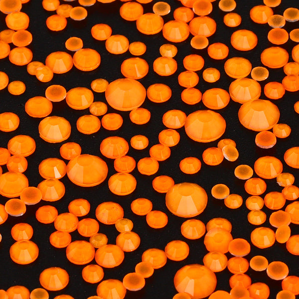 Mixed Sizes Mocha Neon Lt Orange Glass Flat Back Rhinestones For Nail Art WholesaleRhinestone