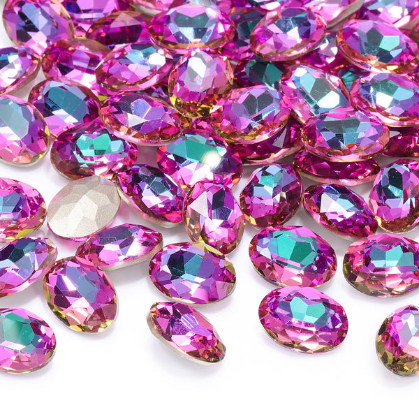 Heliotrope Oval Shape High Quality Glass Pointed Back Fancy Rhinestones WholesaleRhinestone