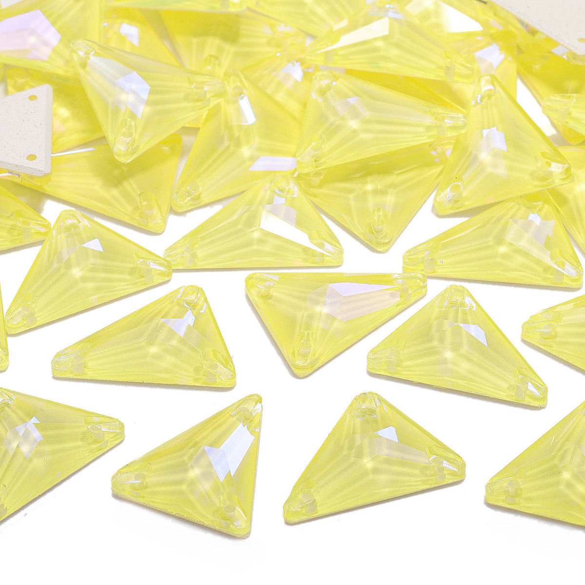Electric Neon Light Topaz Slim Triangle Shape High Quality Glass Sew-on Rhinestones WholesaleRhinestone