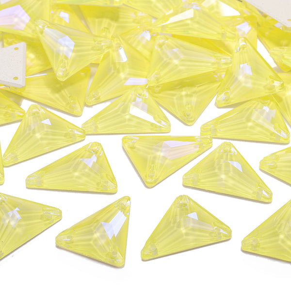 Electric Neon Light Topaz Slim Triangle Shape High Quality Glass Sew-on Rhinestones WholesaleRhinestone