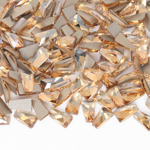 Trapezoid Shape Golden Shadow Flat Back Fancy Rhinestones
