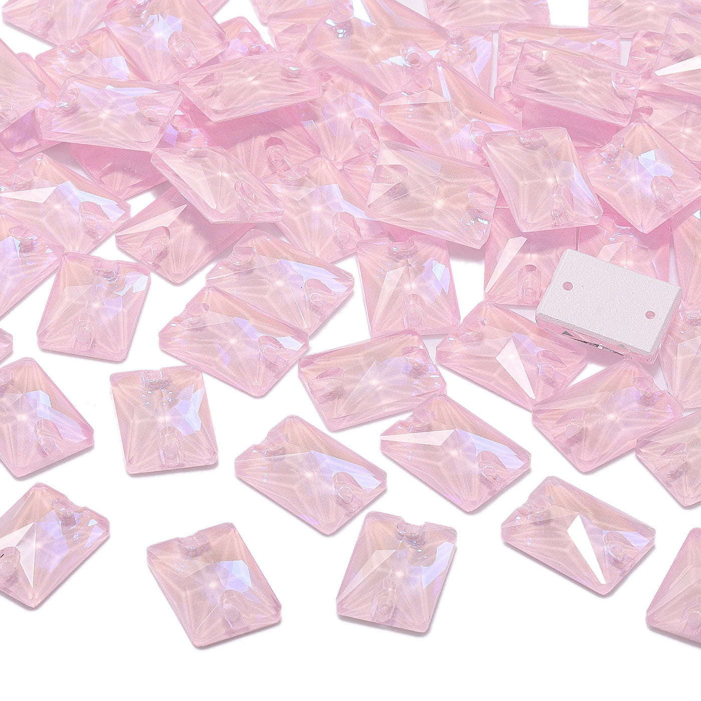 Electric Neon Light Rose Rectangle Shape High Quality Glass Sew-on Rhinestones