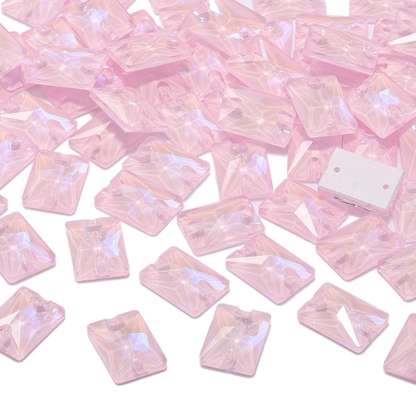 Electric Neon Light Rose Rectangle Shape High Quality Glass Sew-on Rhinestones