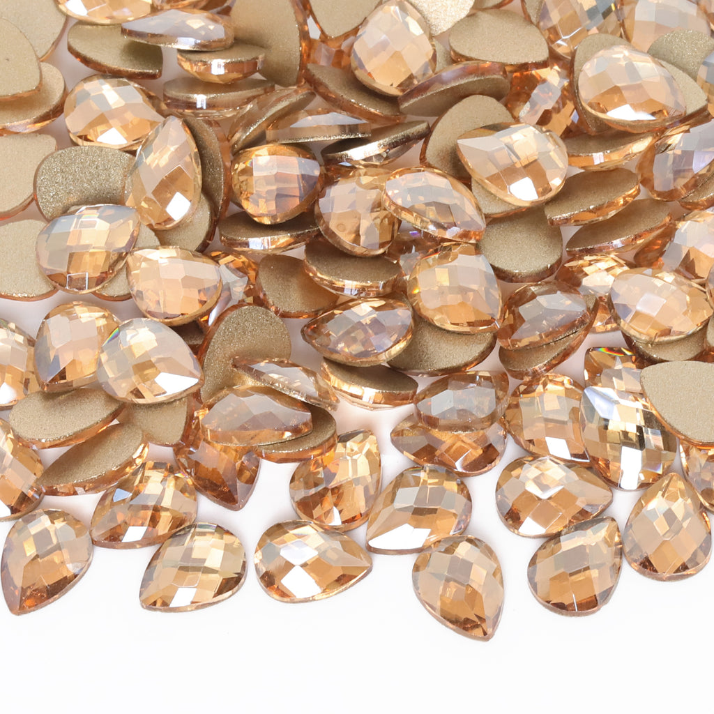 Raindrop Shape Golden Shadow Flat Back Fancy Rhinestones