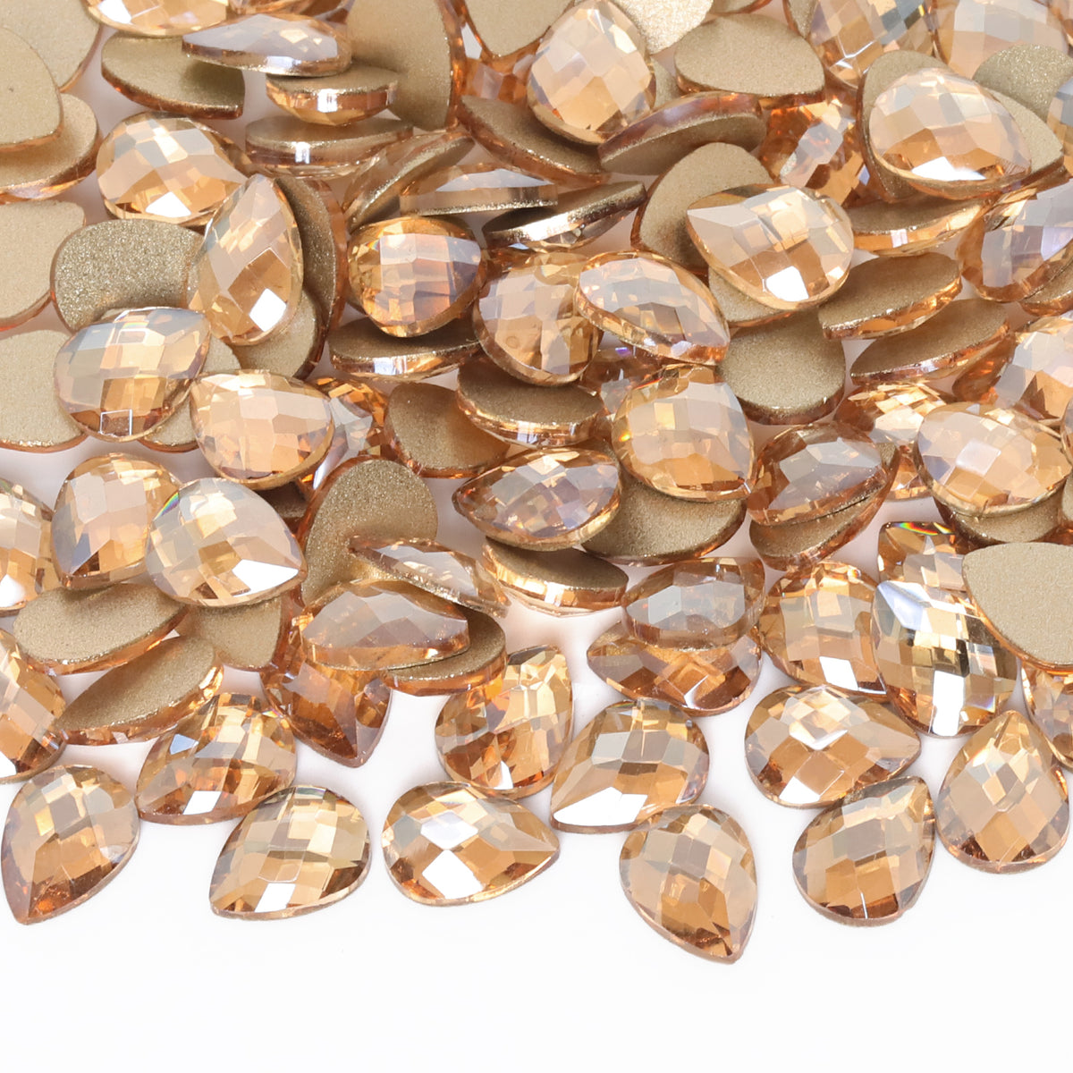 Raindrop Shape Golden Shadow Flat Back Fancy Rhinestones