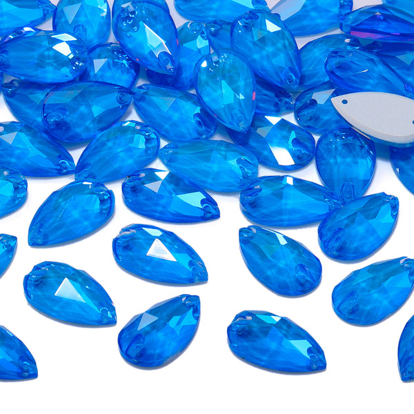 Electric Neon Blue Drop Shape High Quality Glass Sew-on Rhinestones WholesaleRhinestone