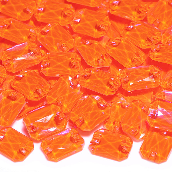 Electric Neon Orange Yellow Octagon Shape High Quality Glass Sew-on Rhinestones WholesaleRhinestone