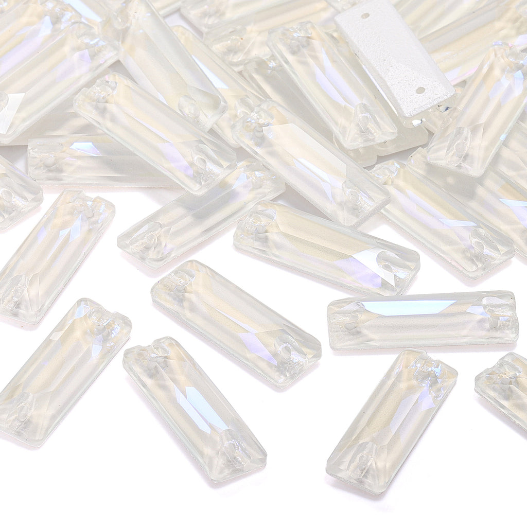 Electric Neon White Cosmic Baguette Shape High Quality Glass Sew-on Rhinestones WholesaleRhinestone