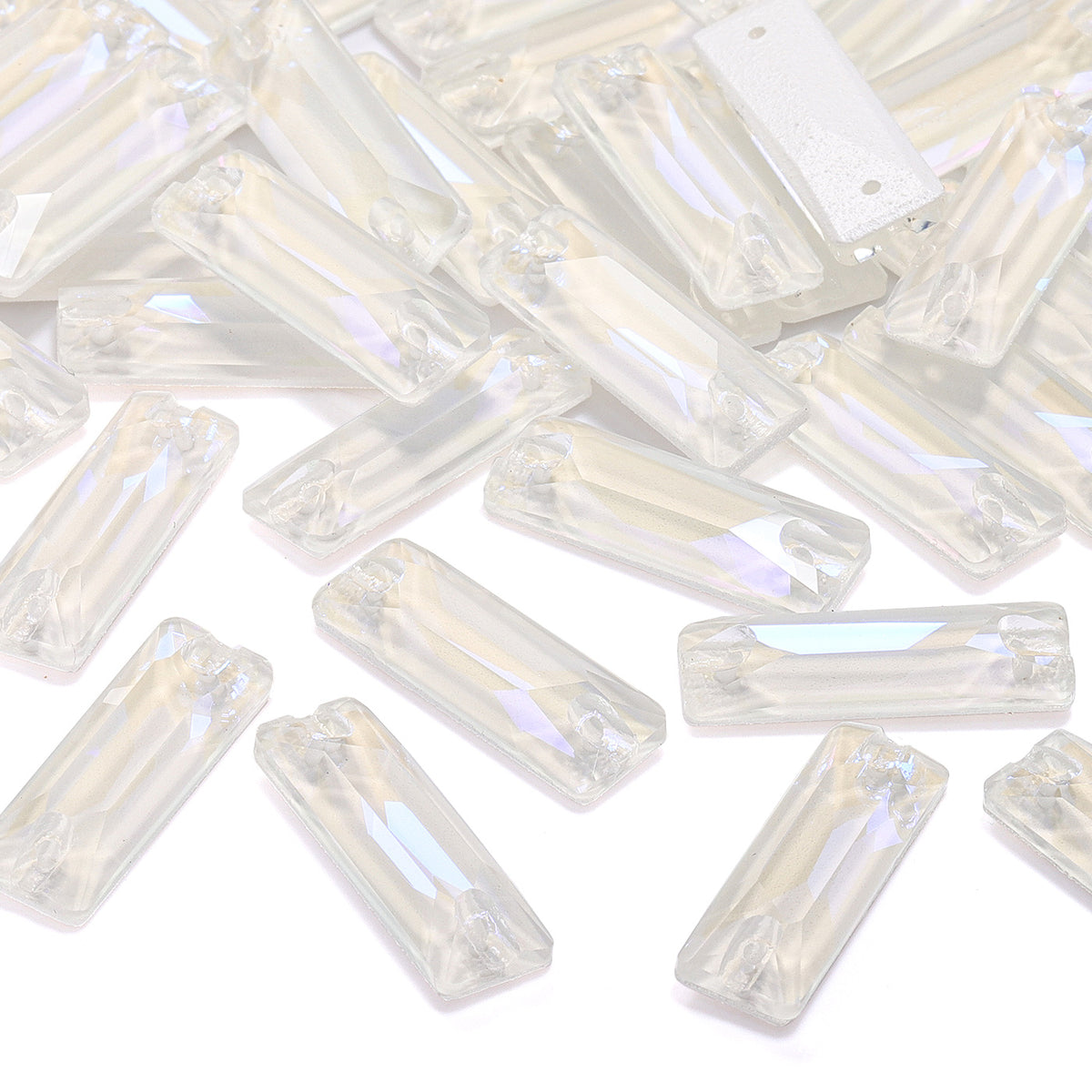 Electric Neon White Cosmic Baguette Shape High Quality Glass Sew-on Rhinestones WholesaleRhinestone