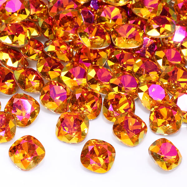 Astral Pink Cushion Square Shape High Quality Glass Pointed Back Fancy Rhinestones WholesaleRhinestone