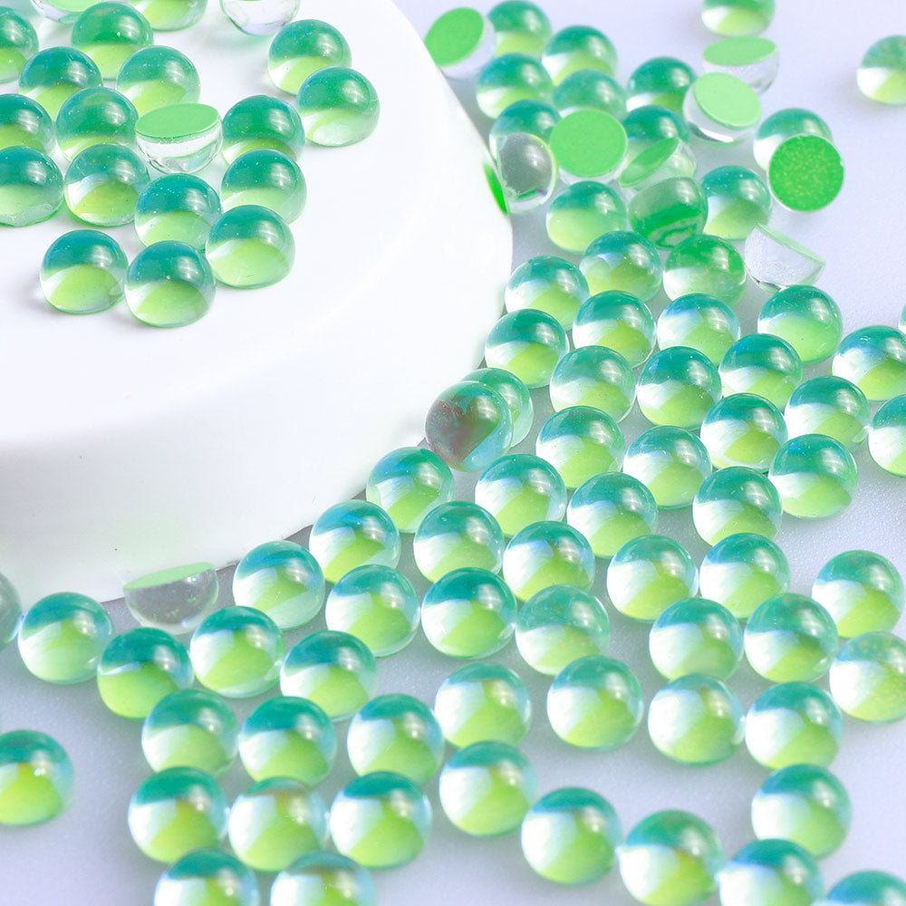 Mocha Light Green Mermaid Tears Glass Half Pearls Rhinestones For Nail Art WholesaleRhinestone Main image