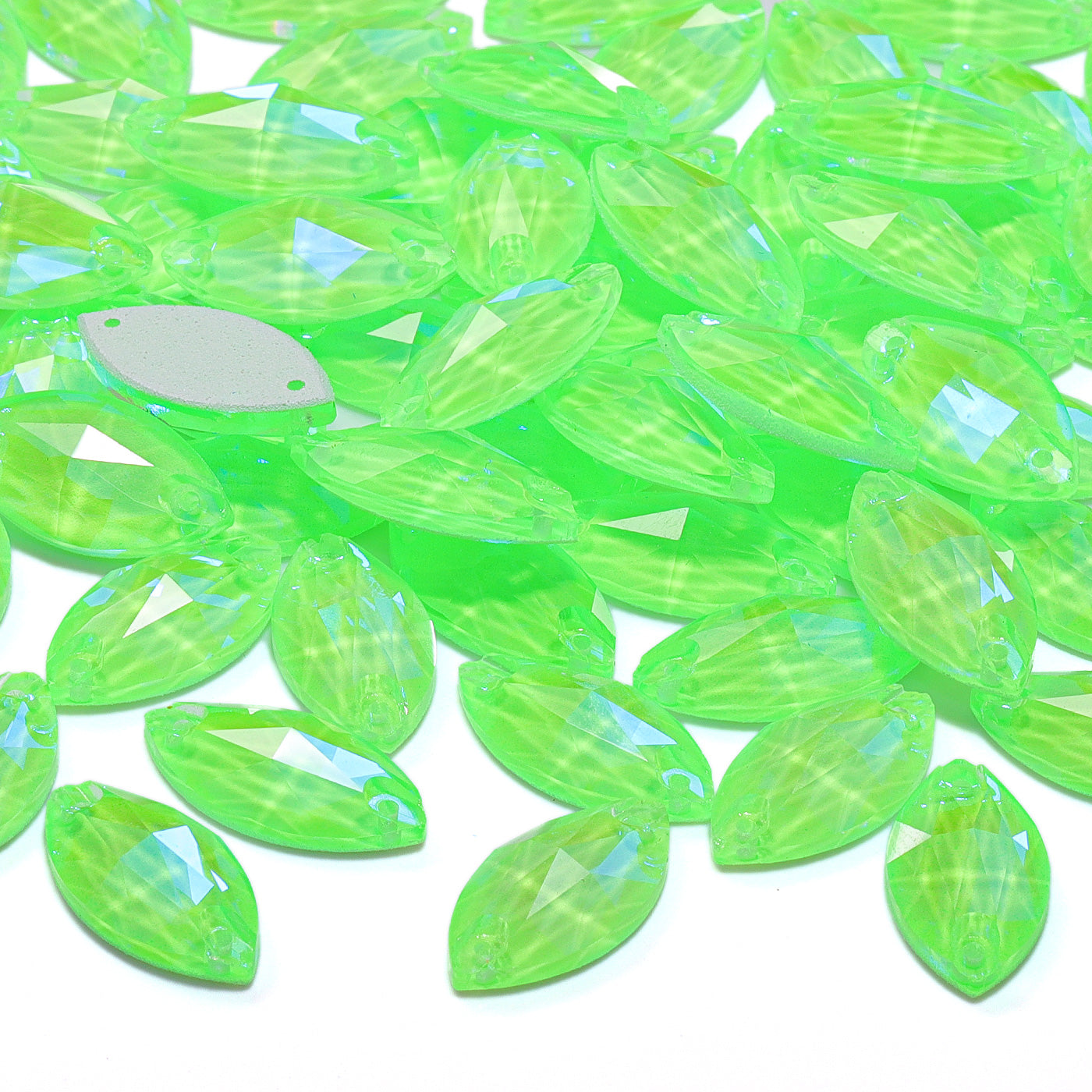 Electric Neon Peridot Navette Shape High Quality Glass Sew-on Rhinestones WholesaleRhinestone