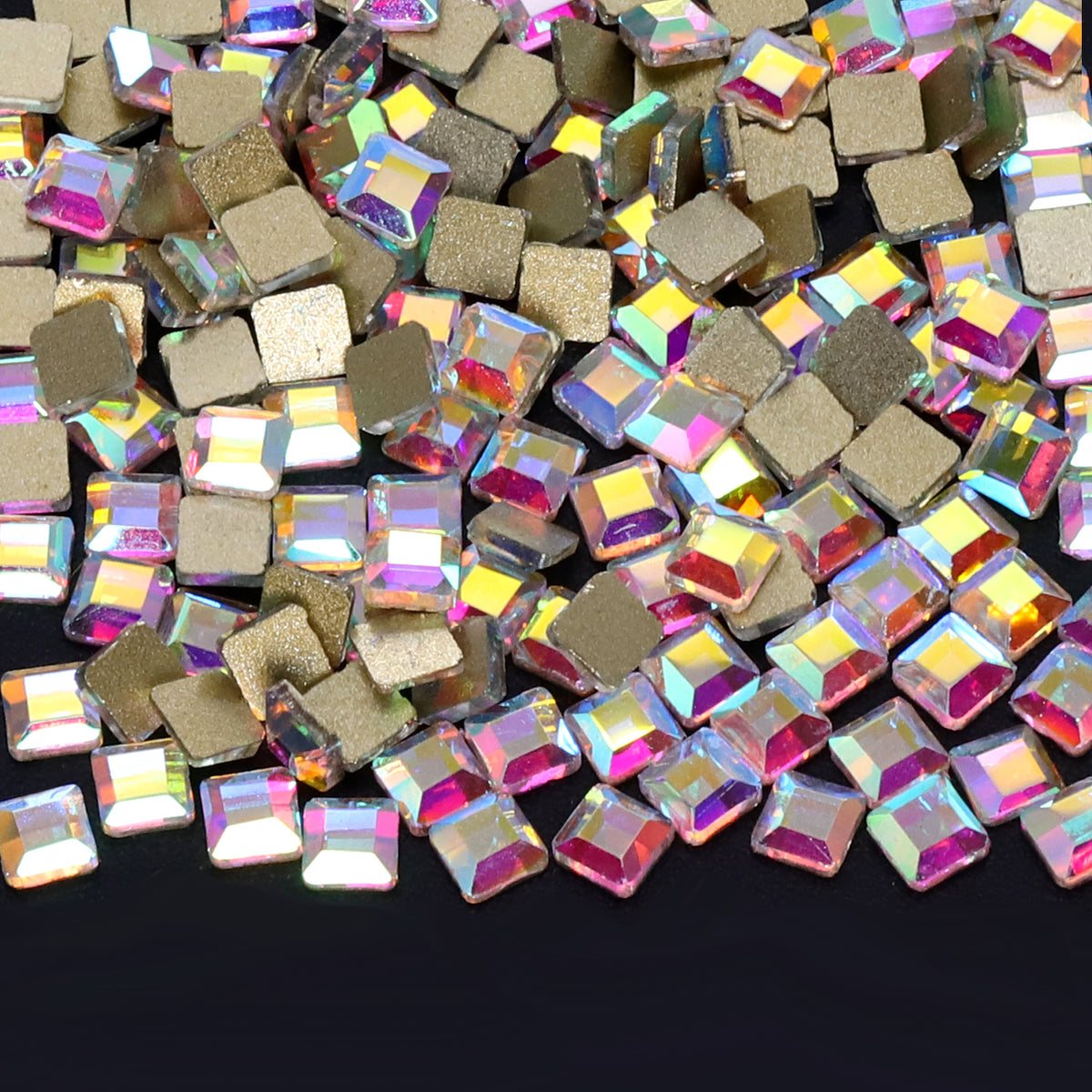 Square Shape Crystal AB Flat Back Fancy Rhinestones