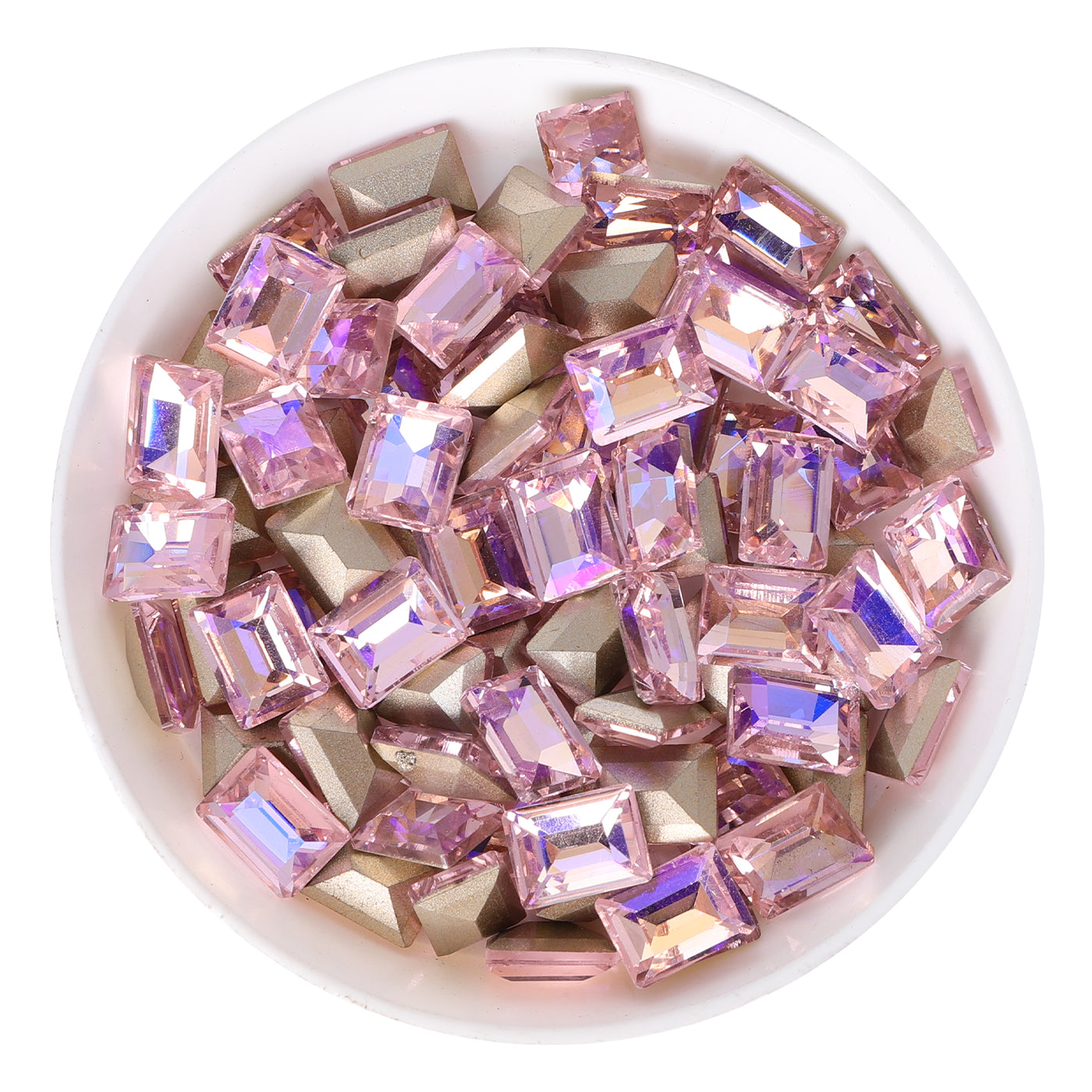 Pink AB Rectangle Shape Glass Pointed Back Fancy Rhinestones WholesaleRhinestone Main image