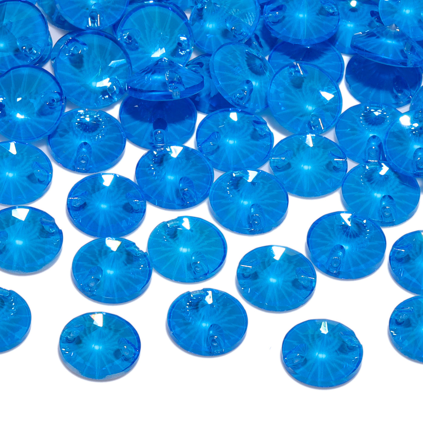 Electric Neon Blue Rivoli Shape High Quality Glass Sew-on Rhinestones