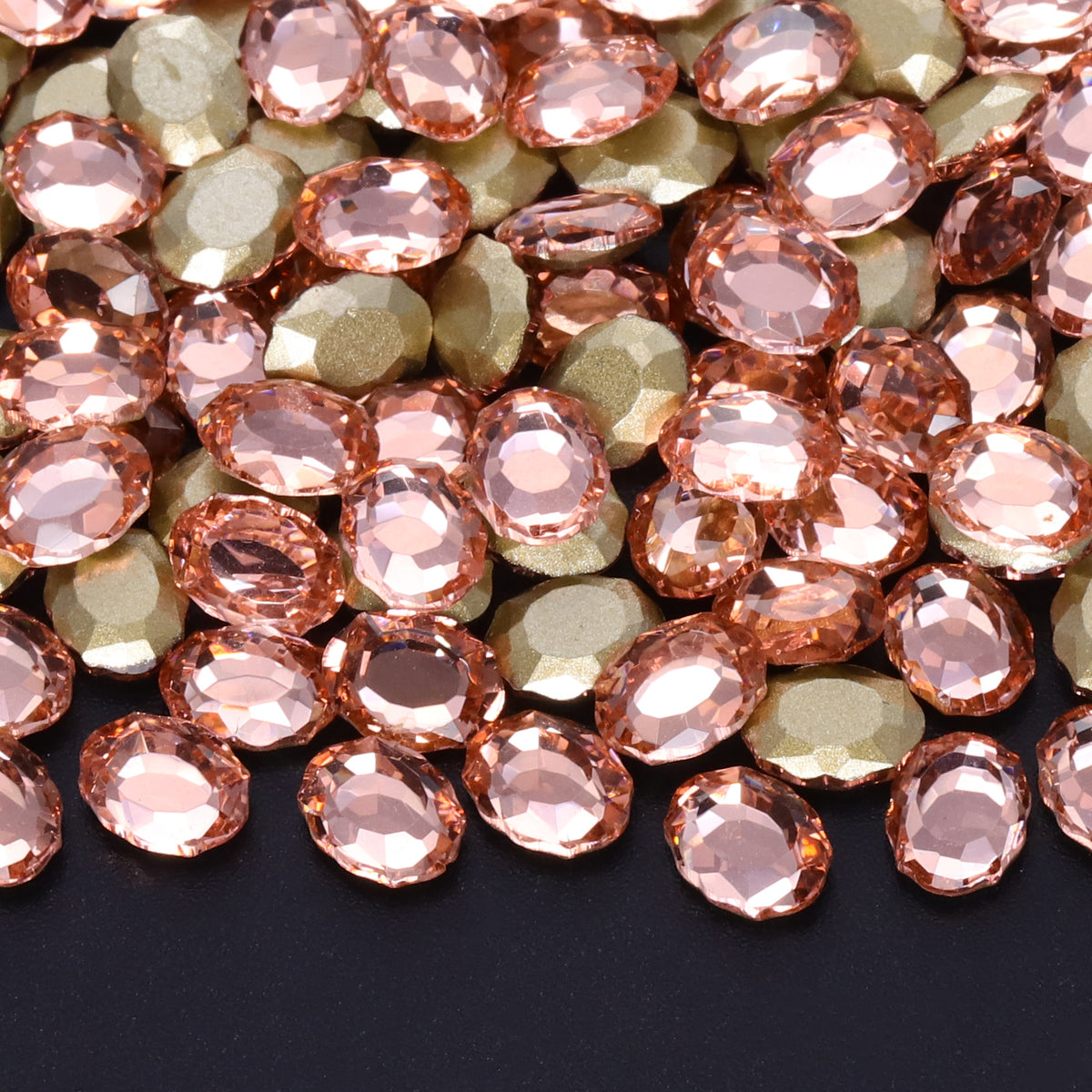 Light Peach Magic Mirror Shape Pointed Back Fancy Rhinestones For Nail Art Main image