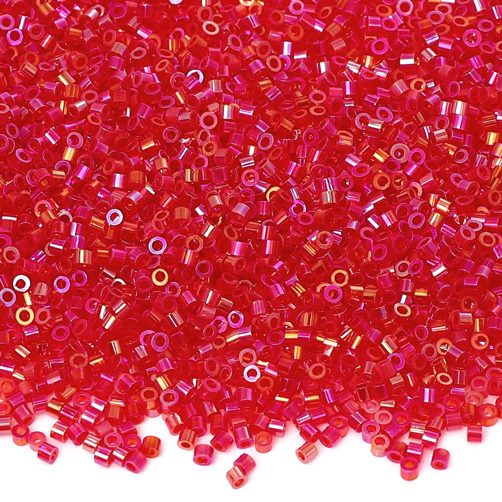 Transparent Rainbow Light Red Color Hight Quality Glass Cylinder Seed Beads 1.6 MM Size BS1018 WholesaleRhinestone メイン画像