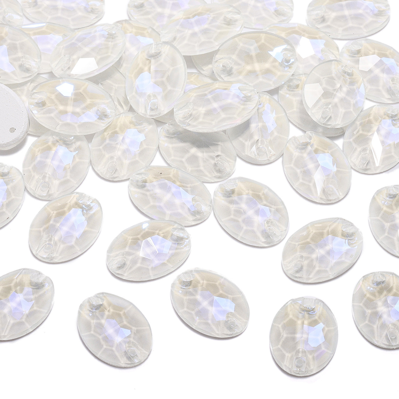 Electric Neon White Oval Shape High Quality Glass Sew-on Rhinestones WholesaleRhinestone