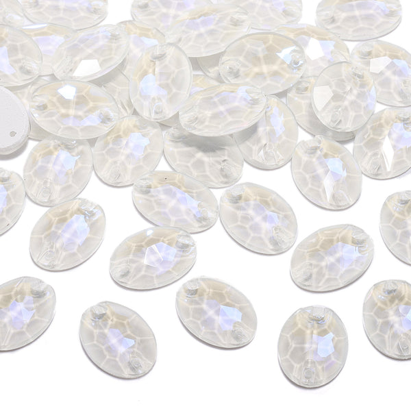 Electric Neon White Oval Shape High Quality Glass Sew-on Rhinestones WholesaleRhinestone