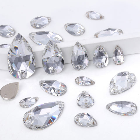 Mixed Sizes Crystal Drop Shape High Quality Glass Sew-on Rhinestones WholesaleRhinestone Imagen principal del producto