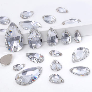 Mixed Sizes Crystal Drop Shape High Quality Glass Sew-on Rhinestones WholesaleRhinestone